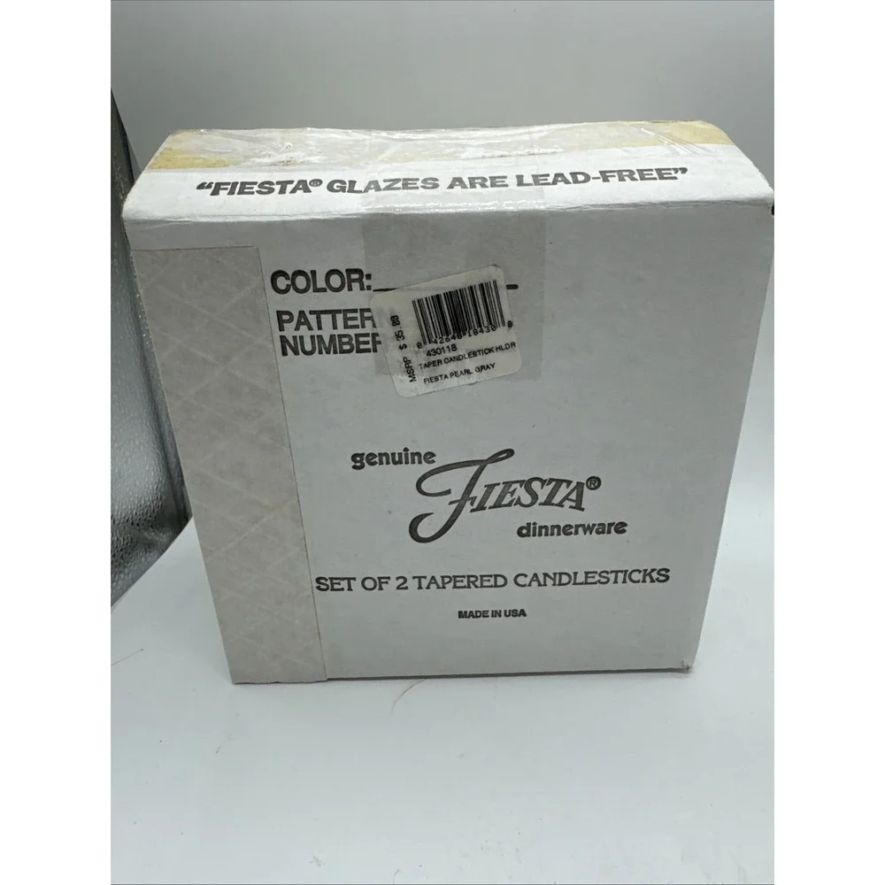 Fiesta  GRAY PEARL TAPERED CANDLE HOLDERS With Box
